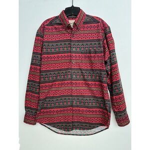 Vtg Woolrich Aztec Flannel Shirt Southwest Navajo Made in USA‎ Men's Size Medium
